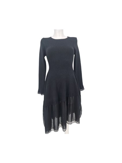 žebrované pružné šaty s volánem