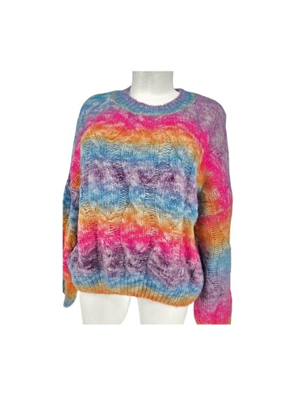 teplý duhový retro svetr SHEIN