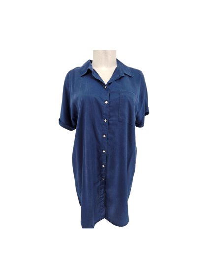 košilové modré šaty  PAPAYA