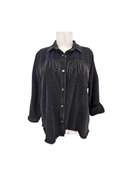 džínová oversized bunda s řetízky  NEXT