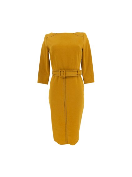 hořčicové šaty s páskem BODEN