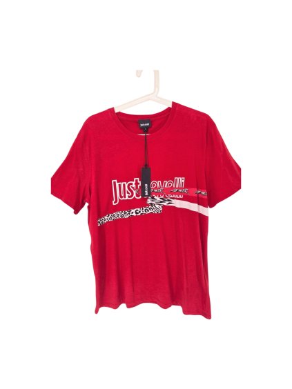 červené bavlněné tričko JUST CAVALLI