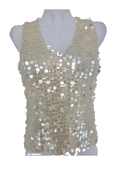 flitrový krémový top MARKS & SPENCER