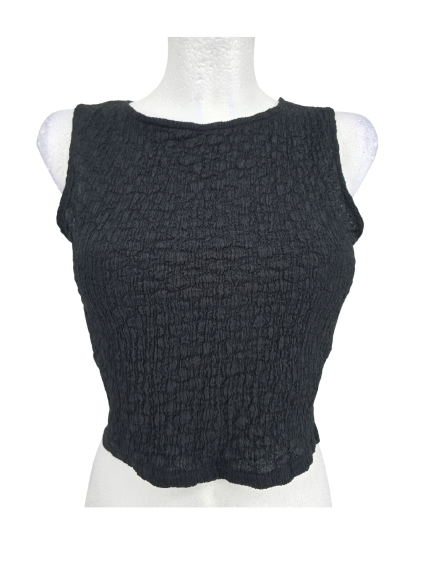 černý mačkaný crop top PRIMARK