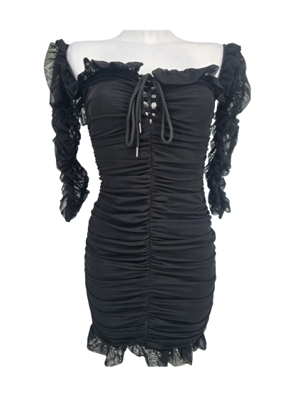 černé nařasené šaty  CBR