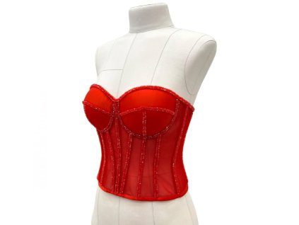 Červený korzet s křišťálky