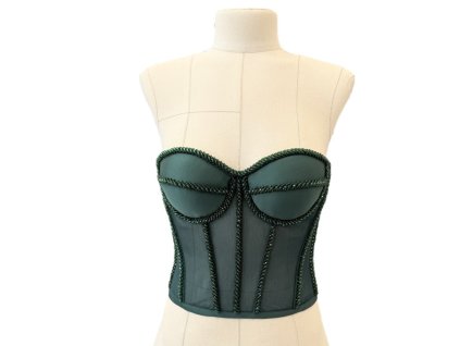 Smaragdový korzet s křišťálky