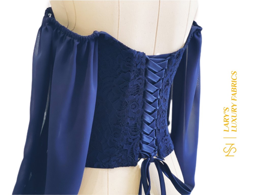 Tmavě modrý korzetový top - Lary's Luxury Fabrics
