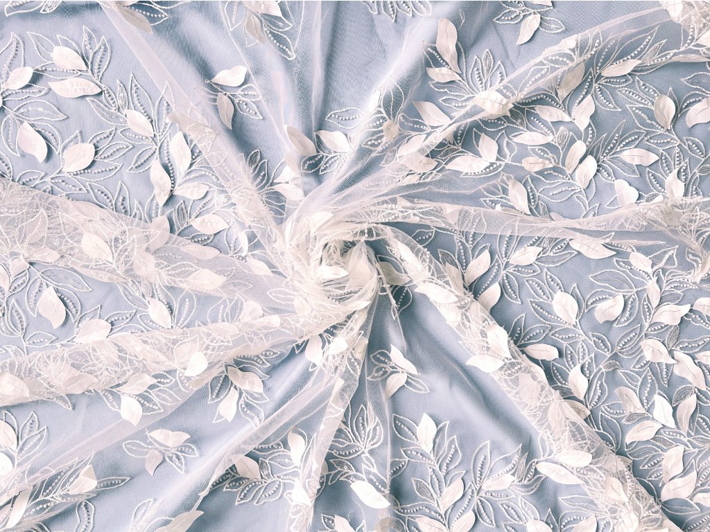 3D krajka lístečky, off white K1893
