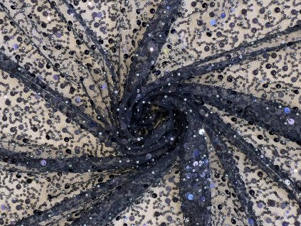 Krajka tmavě modrá, korálky a flitry