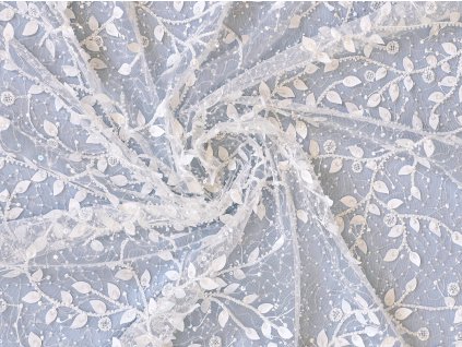 3D krajka lístečky, ivory