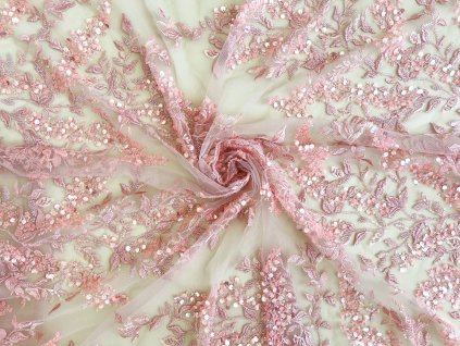 Pudrová krajka, větvičky s listy