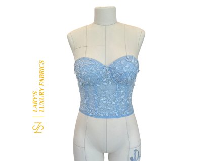 Bledě modrý korzet s 3D krajkou