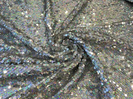 Holografická látka s třpytivými flitry