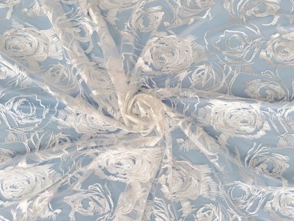 Svatební krajka ivory s květinovým vzorem růží