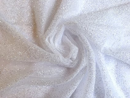 Třpytivá látka s glitry – bílá