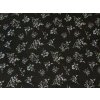 Jemný šifon černý, květiny