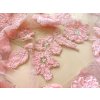 3D krajka s korálky a perlami - růžová