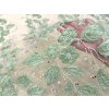 3D vyšívaná krajka – zelenkavé květy a listy s bohatým zdobením
