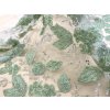 3D vyšívaná krajka – zelenkavé květy a listy s bohatým zdobením