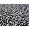 Viskózová látka s geometrickým vzorem – hnědo-modrá, řetízkový motiv