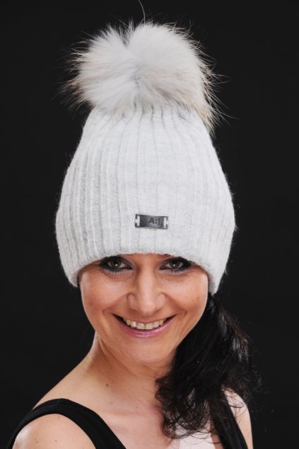 Vlněná čepice LASENKA LIGHT GRAY DIAMOND