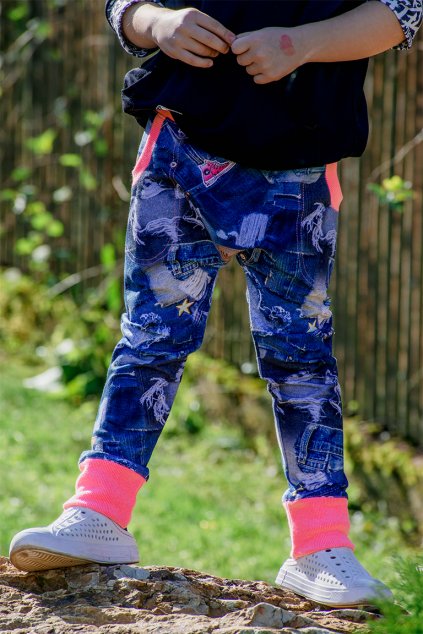 Detsky baggy destroy jeans ruzovy 1