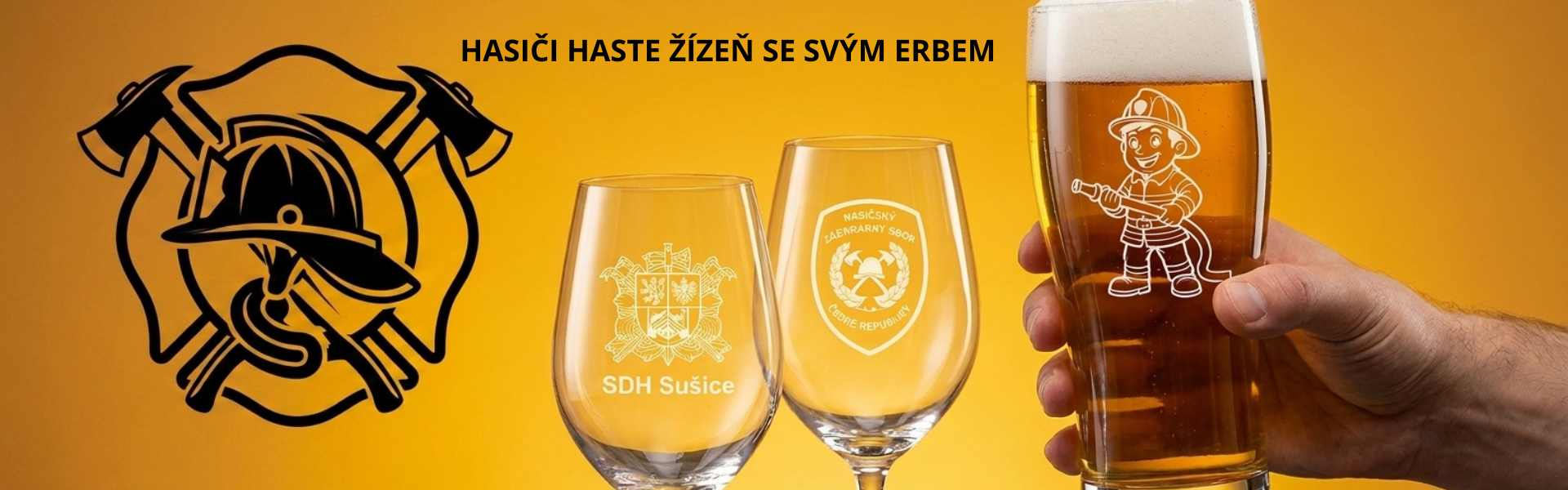 Gravírování sklenic pro hasiče