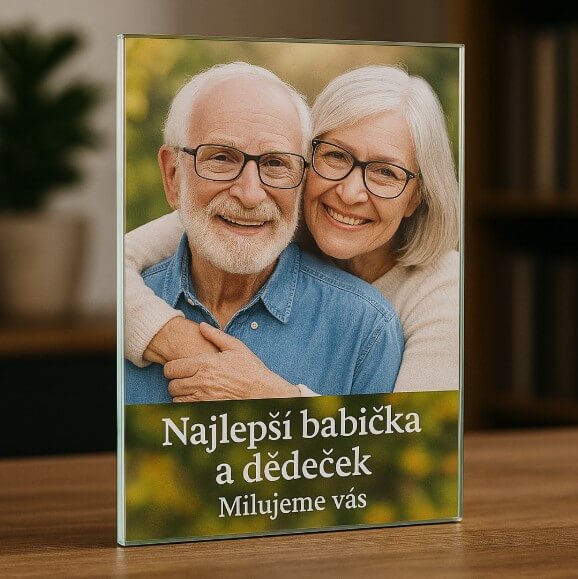 skleněná plaketa děda a babička