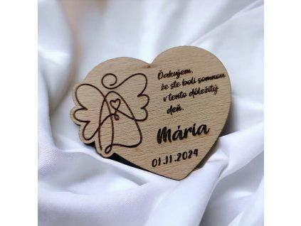 Drevená magnetka na krstiny – Anjel