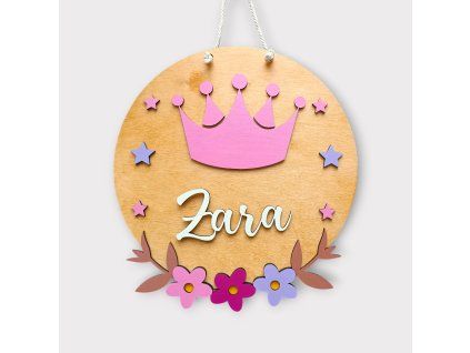 Drevené menovka pre dievča ružová