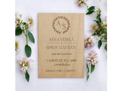 Svadobné drevené oznámenie