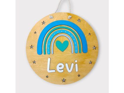 Drevená menovka pre deti Dúha