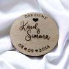 Svadobná magnetka pre hostí – drevený kruh