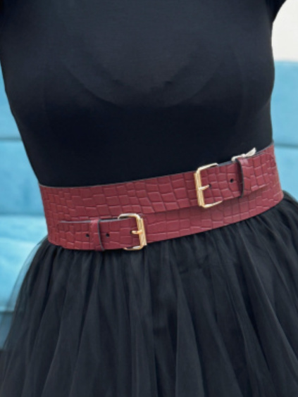 KOŽENÝ PÁSEK EMMA CROCO BORDEAUX