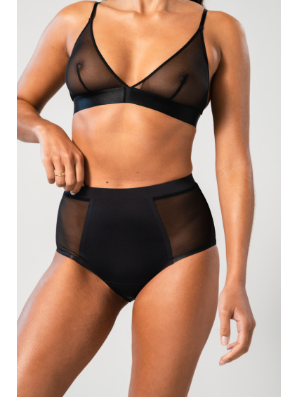 2023 SS E COM PERIOD PANTIES BLACK MICROFIBER PERIOD HIGHWAIST BRIEFS MESH TRIANGLE BRALETTE(5)
