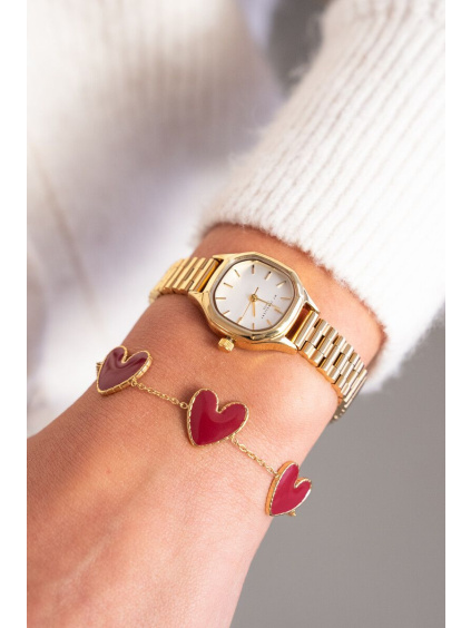 product images fine bracelet with burgundy hearts 1