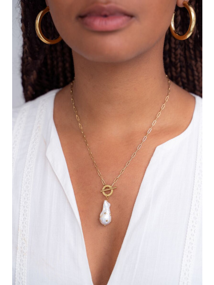 product images chain necklace with pearl and studs