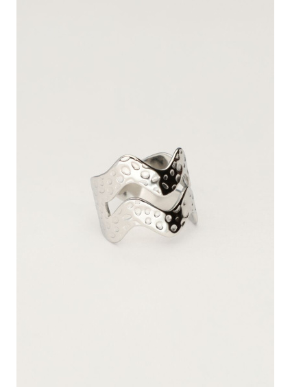product images statement ring with double wave silver side