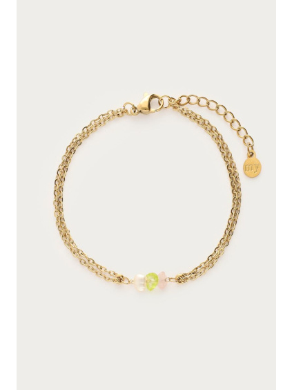 product images mj14224 bracelet with double necklace stone pearls gold front