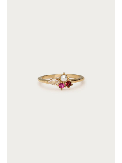product images mystic ring with faux pearl and stones gold front