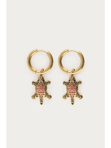 product images mystic hoop earrings with leopard gold front