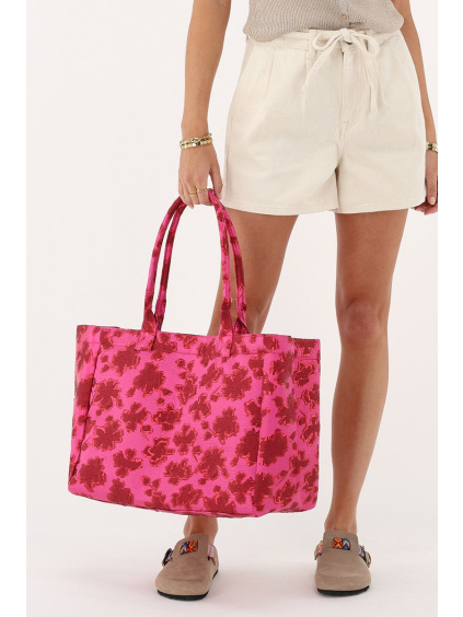 pink jacquard tote bag
