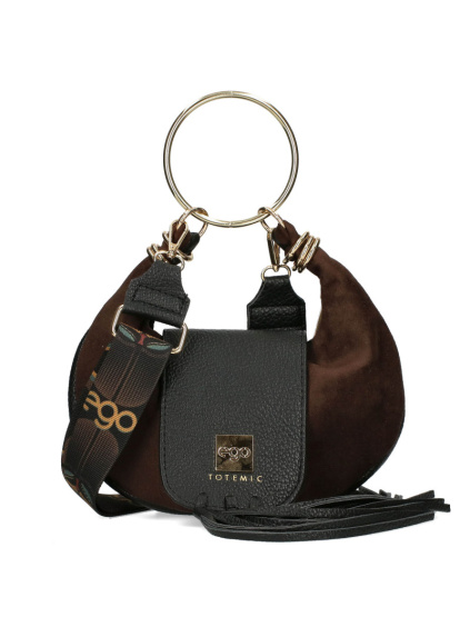 suede bag with a jewelry ring