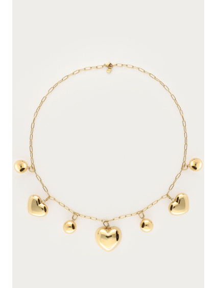 product images bold necklace with hearts and dots gold front