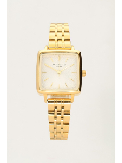 product images square watch with chain strap gold front