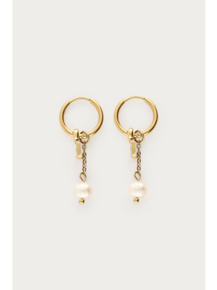 product images minimalist hoop earrings with faux pearl and rhinestones gold packshot