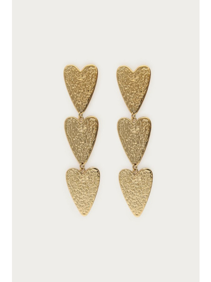 product images nomads drop earrings with three hearts gold front