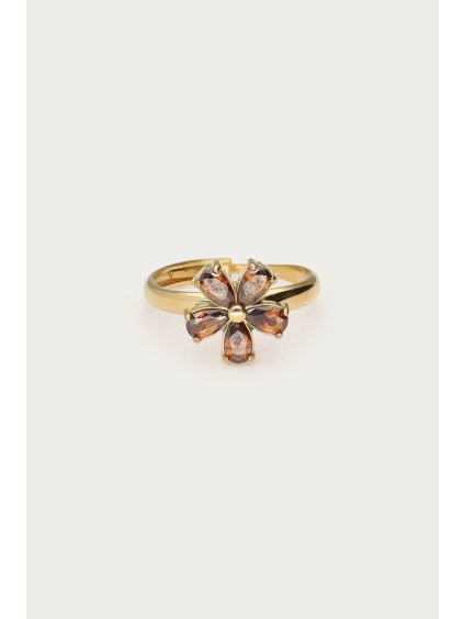 product images ring with brown rhinestone flower mj15285 gold packshot