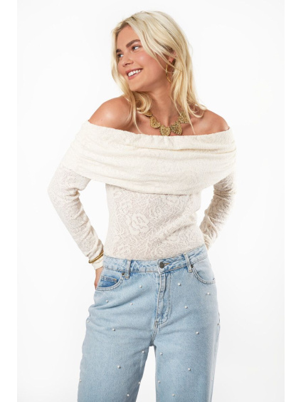 product images beige off shoulder top with structure front
